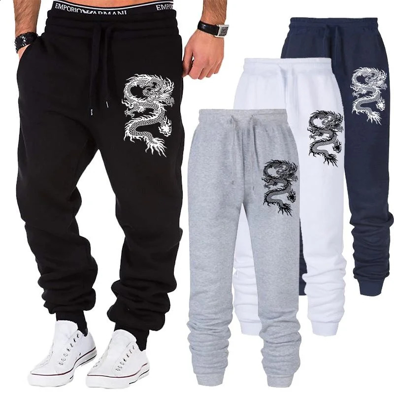 Fashion Casual Dragon Printed Jogger Pants Men Fitness Gyms Tight Outdoor Sweatpants Running Mens Trousers S4XL 250815