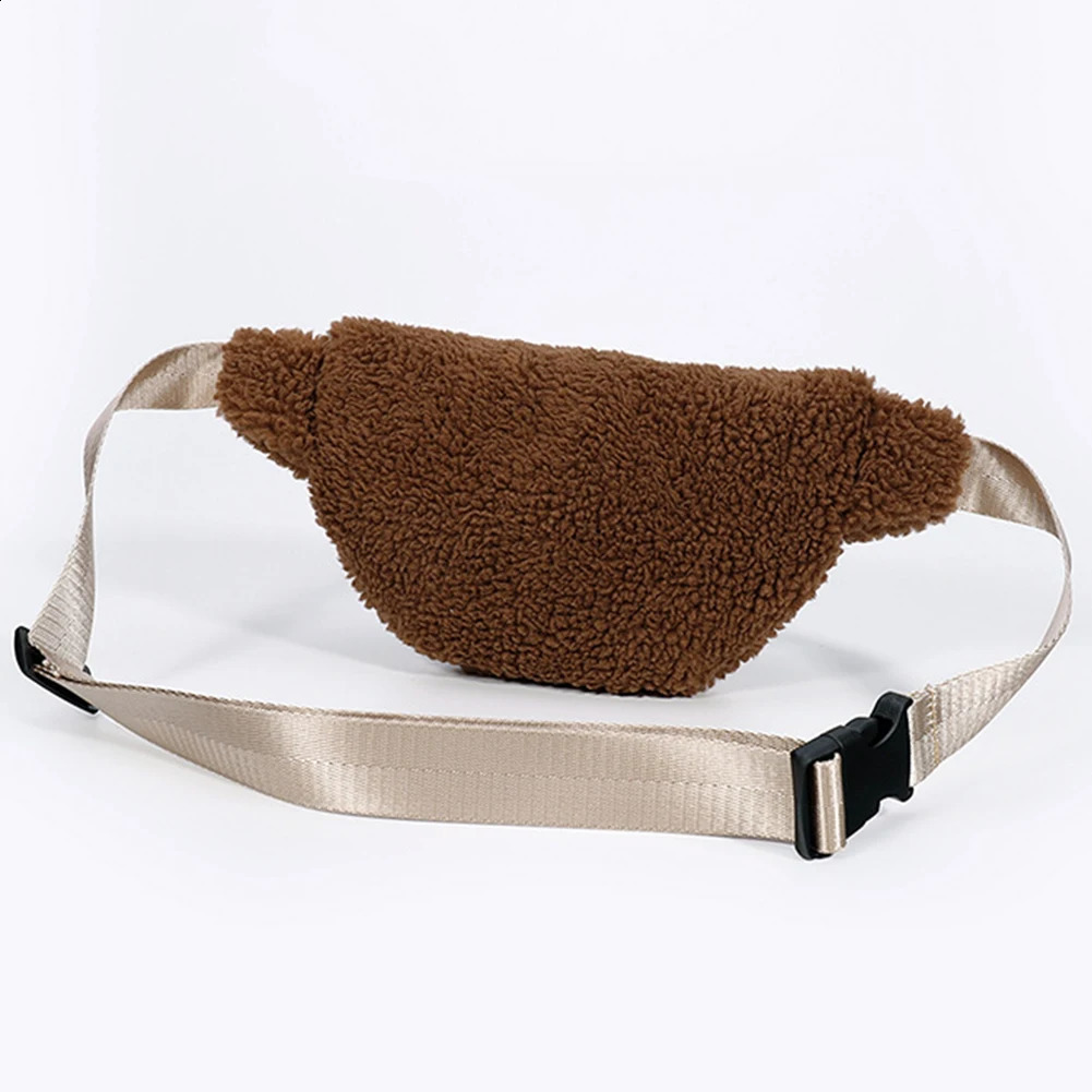 Unisex Furry Fanny Pack Zipper Closure Solid Shoulder Bag Fashion Multifunctional Foldable Lightweight Autumn Winter Daily Bag 250815