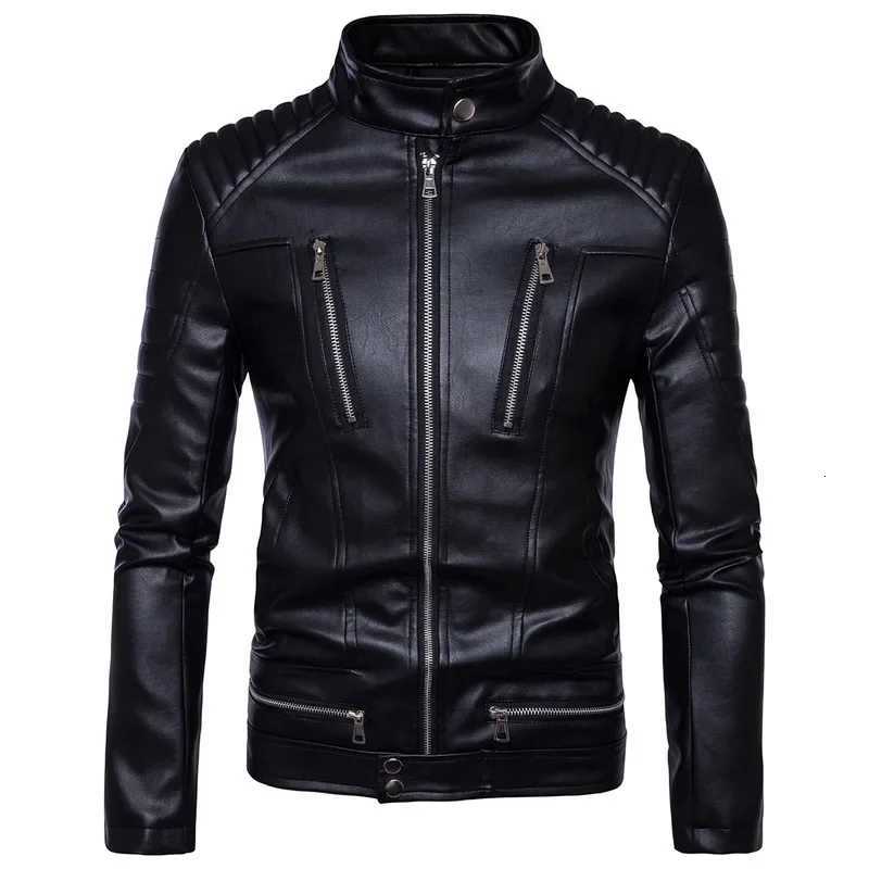 Mens Bomber Jackets Fashion Men Faux Leather Coat Zipper Overcoat Motorcycle Jacket Motorcycle Riders Punk Men Brand Top Clothing XJ250818