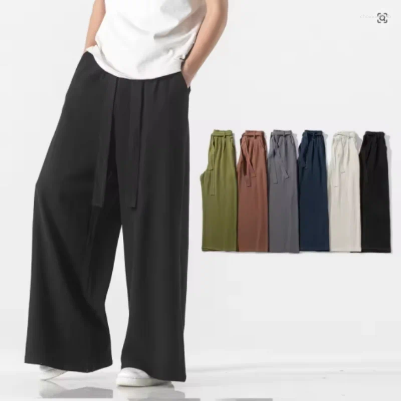 Men's Pants 2025 Chinese Style Cotton And Linen Casual Crotch Ethnic Plus Size Wide Leg