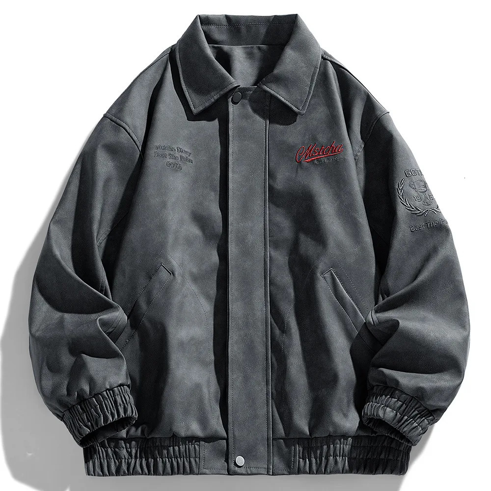 Men Leather Jacket Turndown Collar y Trend Versatile Casual PU Loose American Motorcycle Wear 250818