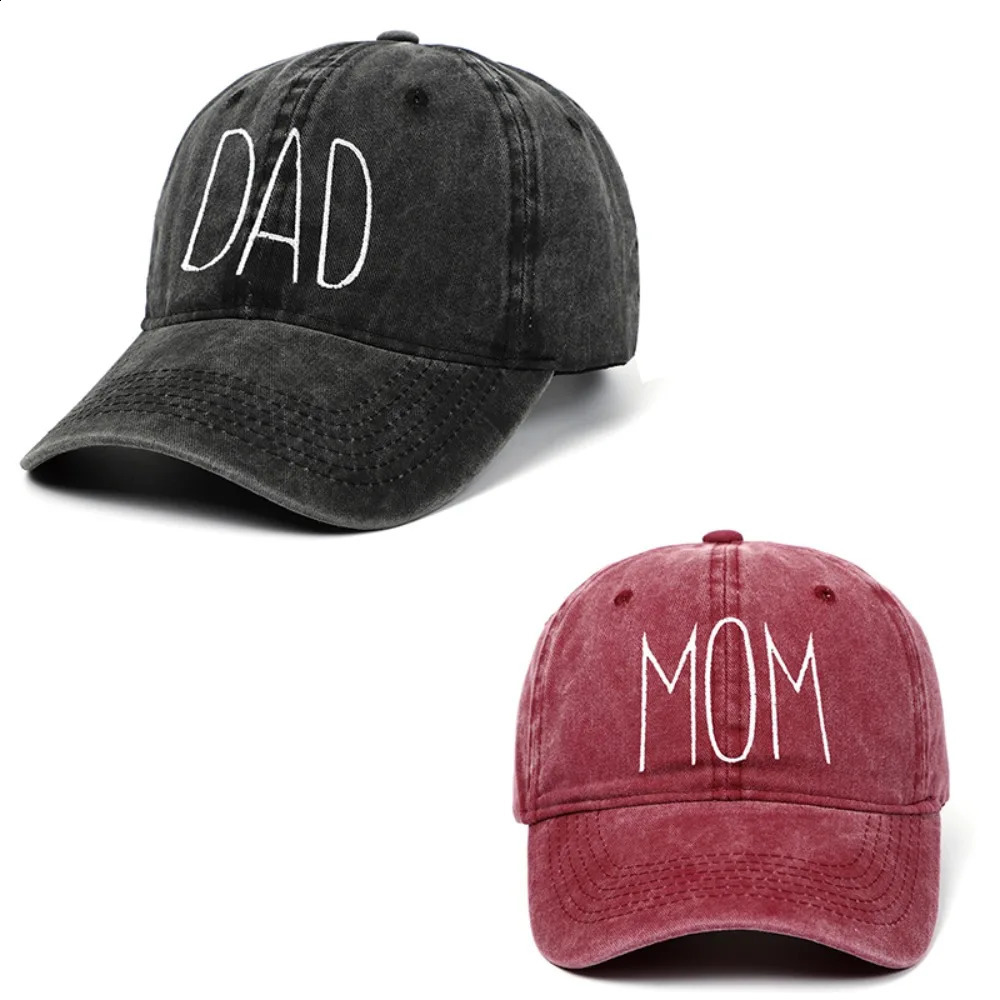 DAD MOM Letter Embroidery Baseball Caps for Men Women Retro Washed Cotton Dad Caps Outdoor Sports Visor Sun Hat 250812