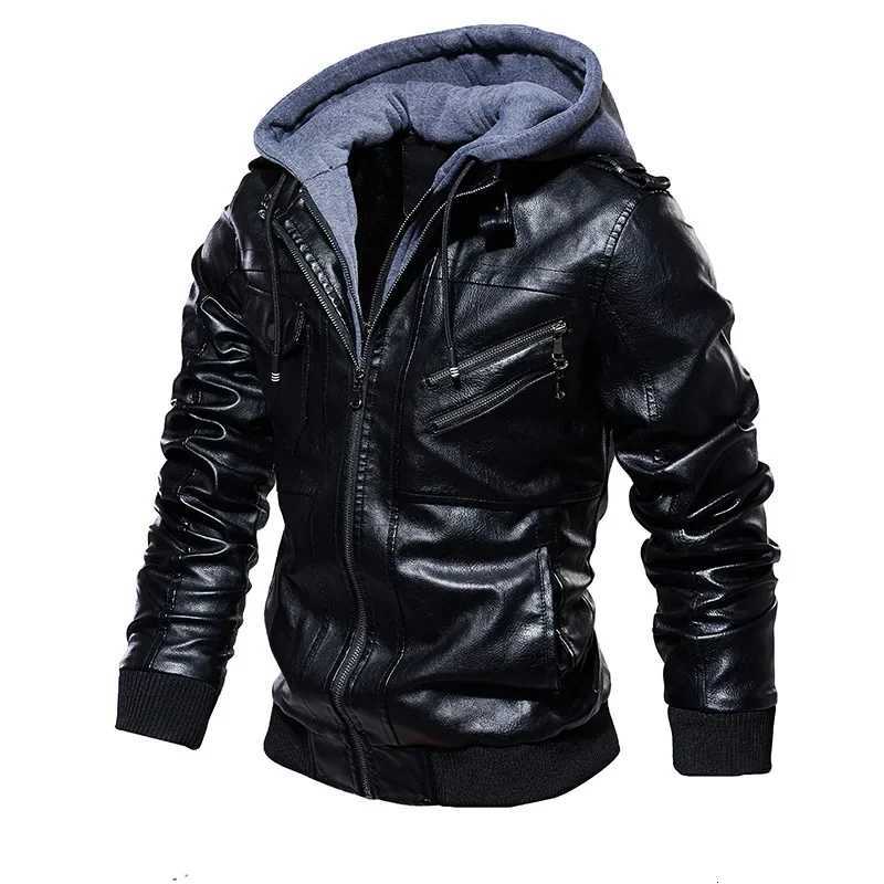Men de marque Brand Fonction à capuche Motorcycle en cuir Vestes en cuir PU Vestes en cuir Auteur plus taille S-5xl DropShipping 2024 XJ250818