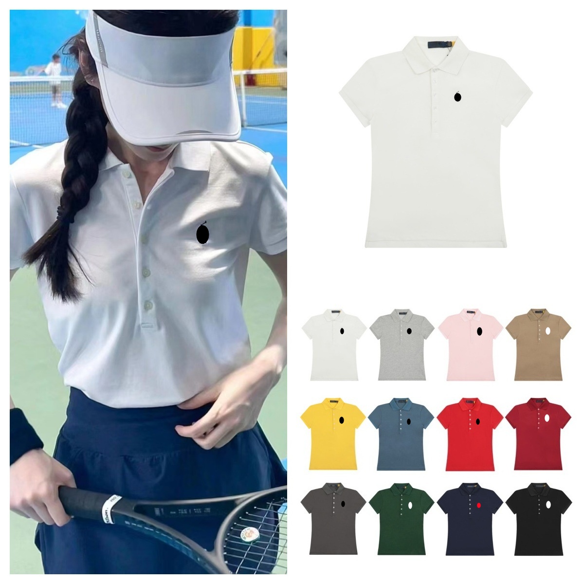 Women's Designer Cotton POLO Shirt Classic Pony Embroidery Lapel Five Button T-shirt Fashion Sports Casual Slim Short Sleeves POLO Tee