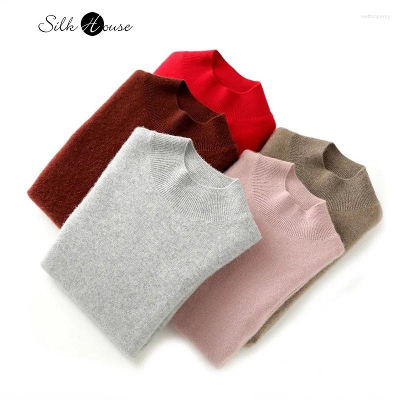 Women's Sweaters Soft Skin Friendly Cashmere Half High Collar Loose Solid Color Gentle Style Simple And Warm Autumn/Winter Sweater