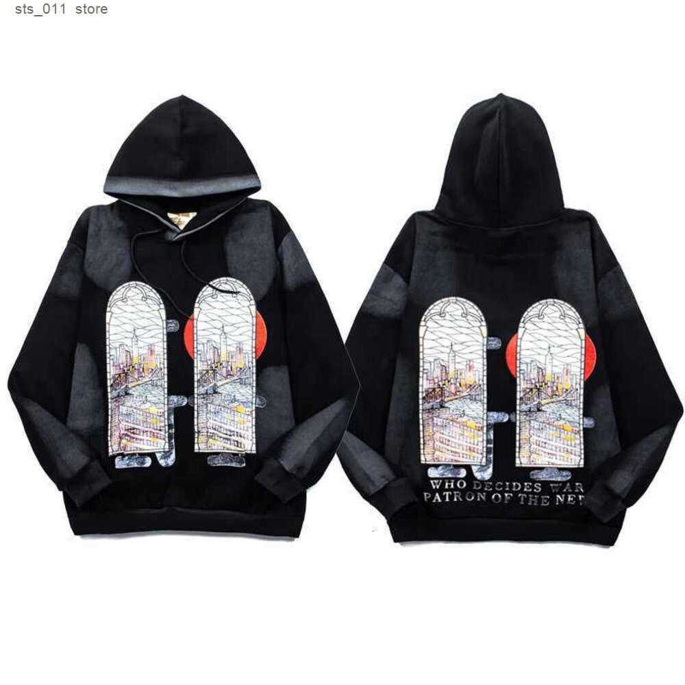 Qui décide des sweat à capuche de guerre Y2K Gothic Vintage Metropolitan Church Windows Flame Imprime High Quty Heavy Cotton Pullover WDW Sweatsh