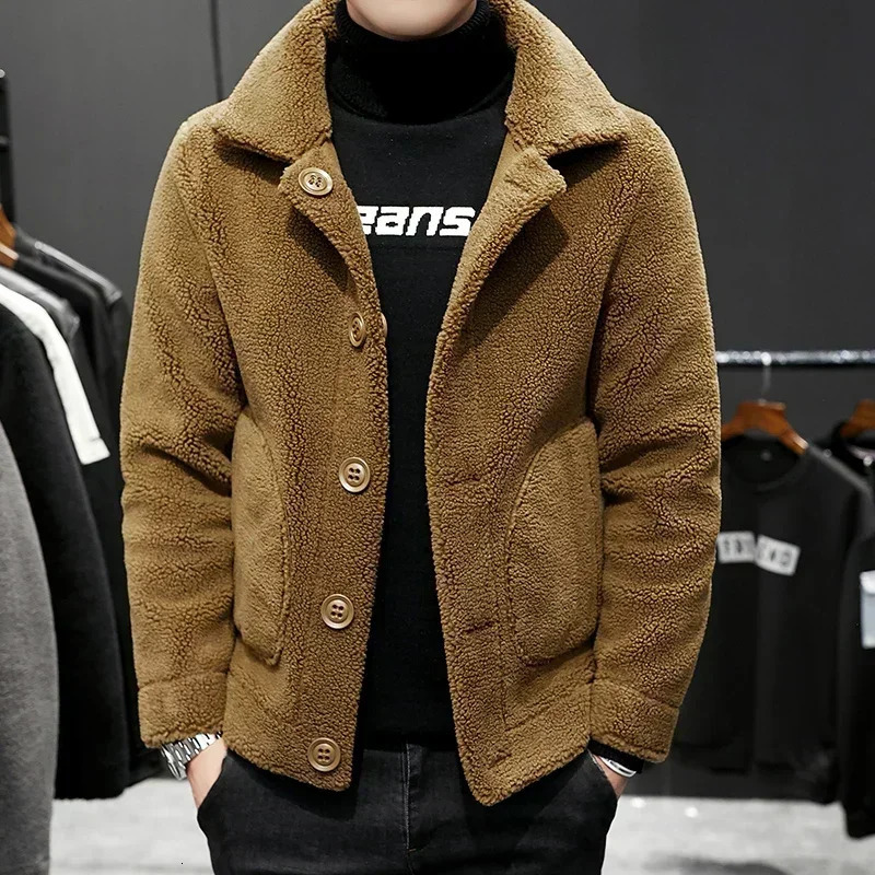 Mens Winter Warm Wool Jacket Granular Fabric Reversible Plus High Quality S4XL Men 250818