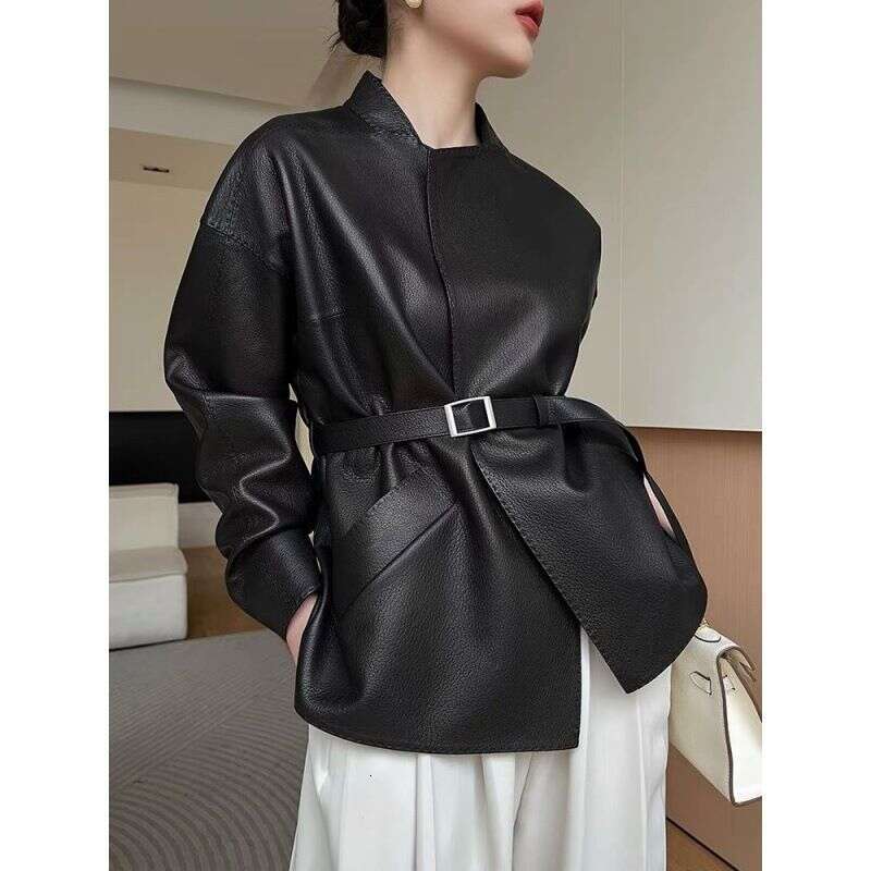 Women's Outerwear Women's Clothing Retro Short Fashion Spring Autumn Leather Jacket Small Size Slim And Stylish Outerwear