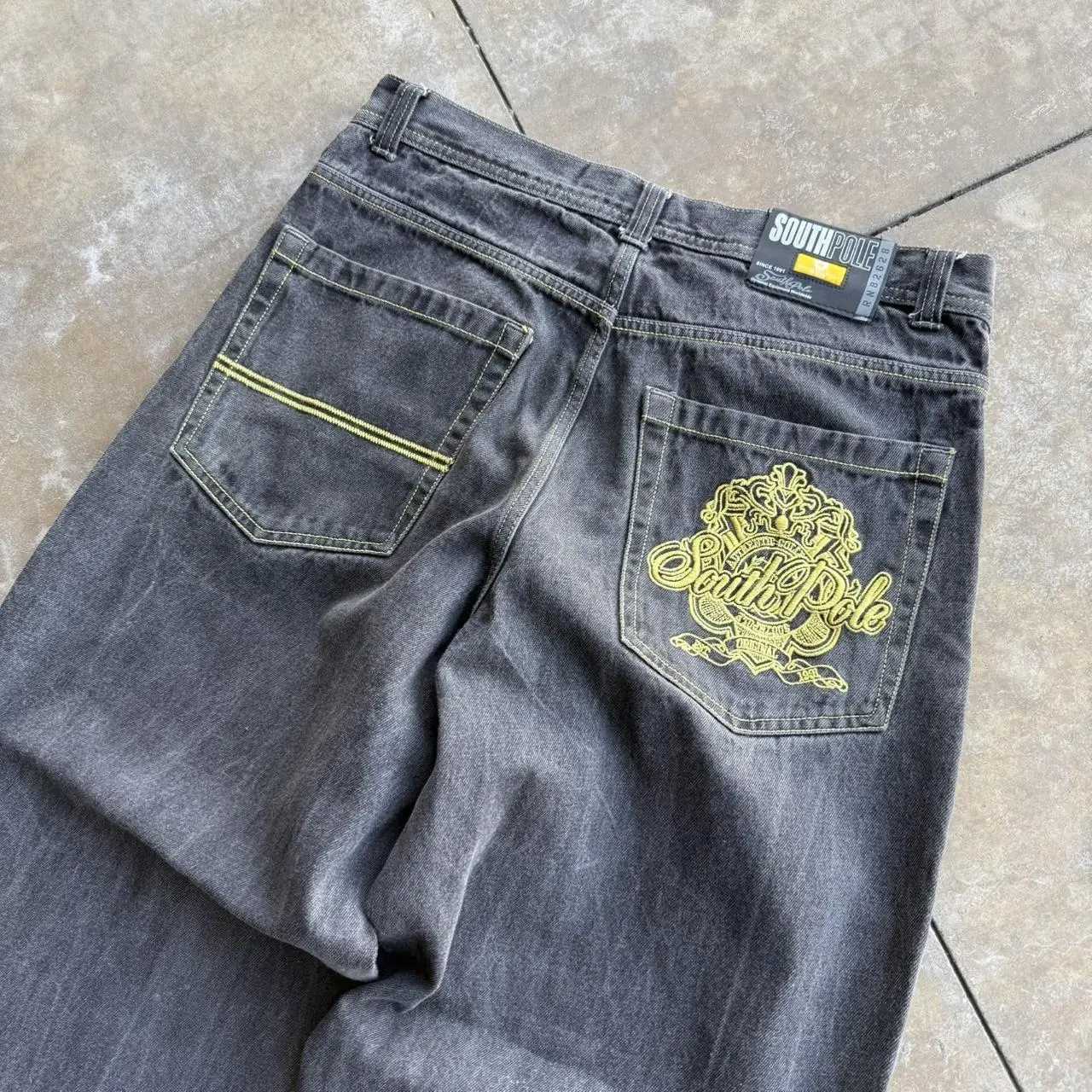 Street South Pole New Style Embroidery Popular Men Jeans Harajuku Straight Wide Leg Pants Hip Hop Retro Joker Couple Baggy Jeans S260804