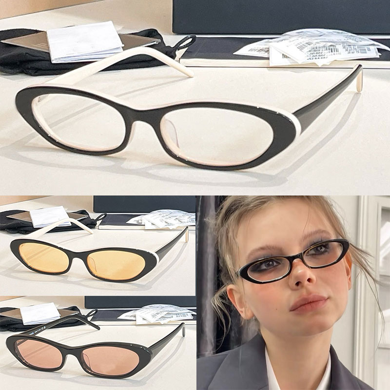 Stylish Oval Sunglasses CH3025 Women Cat Eye Elliptical Glasses Retro Splicing Color Acetate Sunglasses UV400 Protective Womens Travel Sunglasses