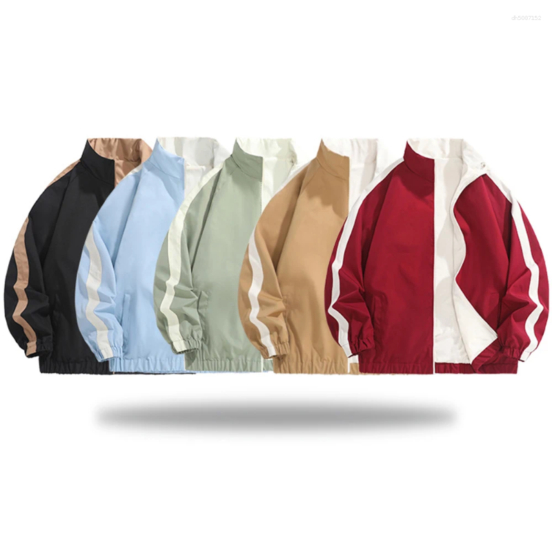 Vestes pour hommes à double usage sport veste extérieure printemps automne réversible manteau mode col décontracté collier de haut à la mode