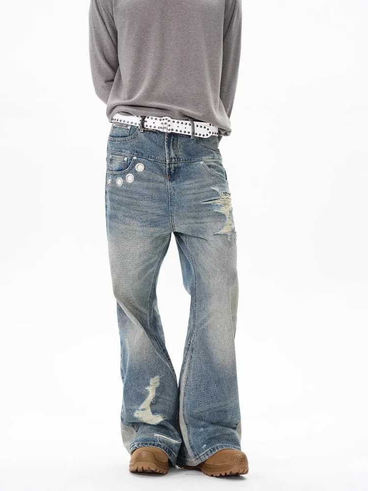 2025 Trashy Y2K Fashion Washed Blue Baggy Ripped Jeans Pants For Women 90S Vintage Clothes Gothic Lady Denim Trousers Womens Clothing L250818