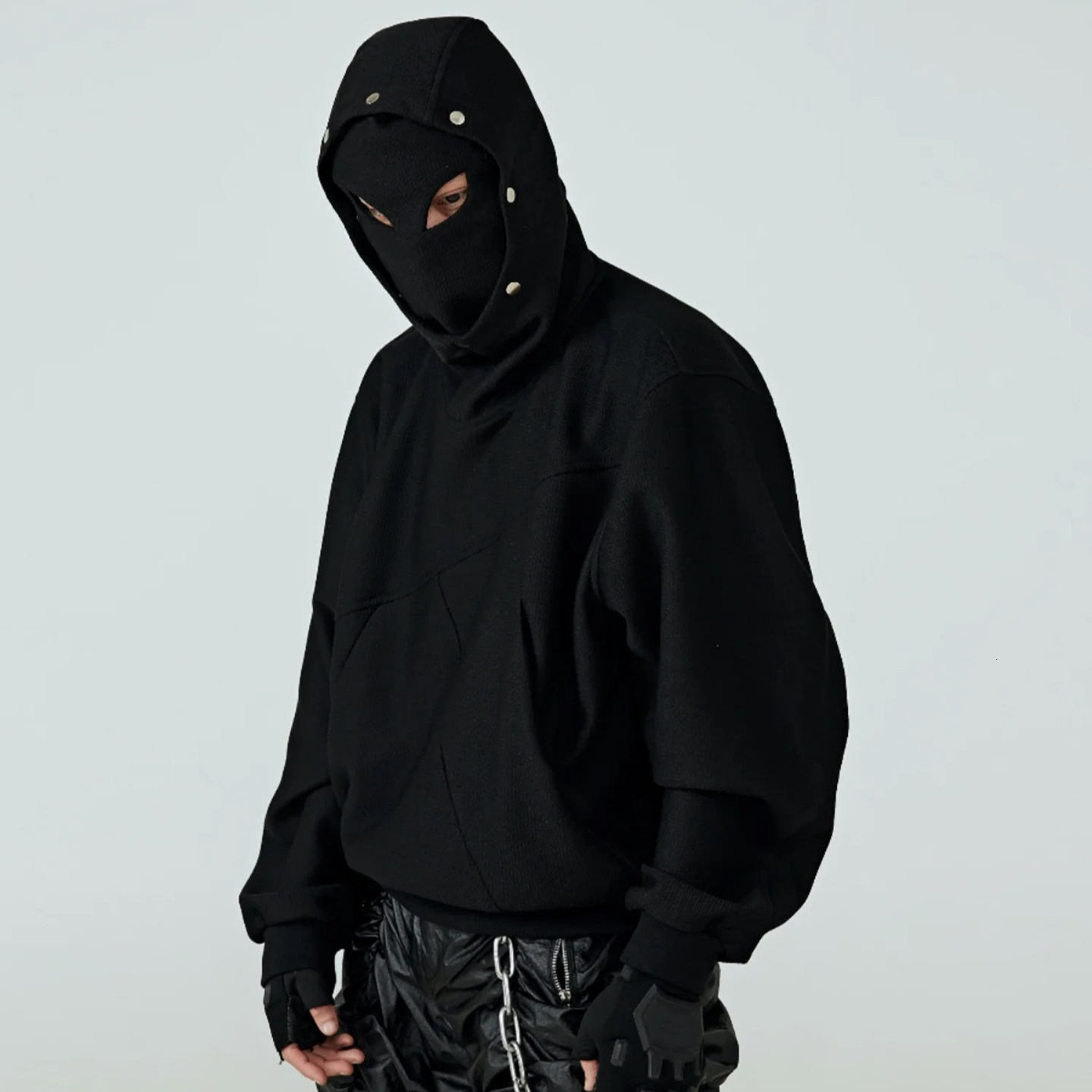 Inspiré d'automne d'automne Nouveau masque de masque chaud à vent de la personnalité à double chapeau Unisexe Street Sweethirt