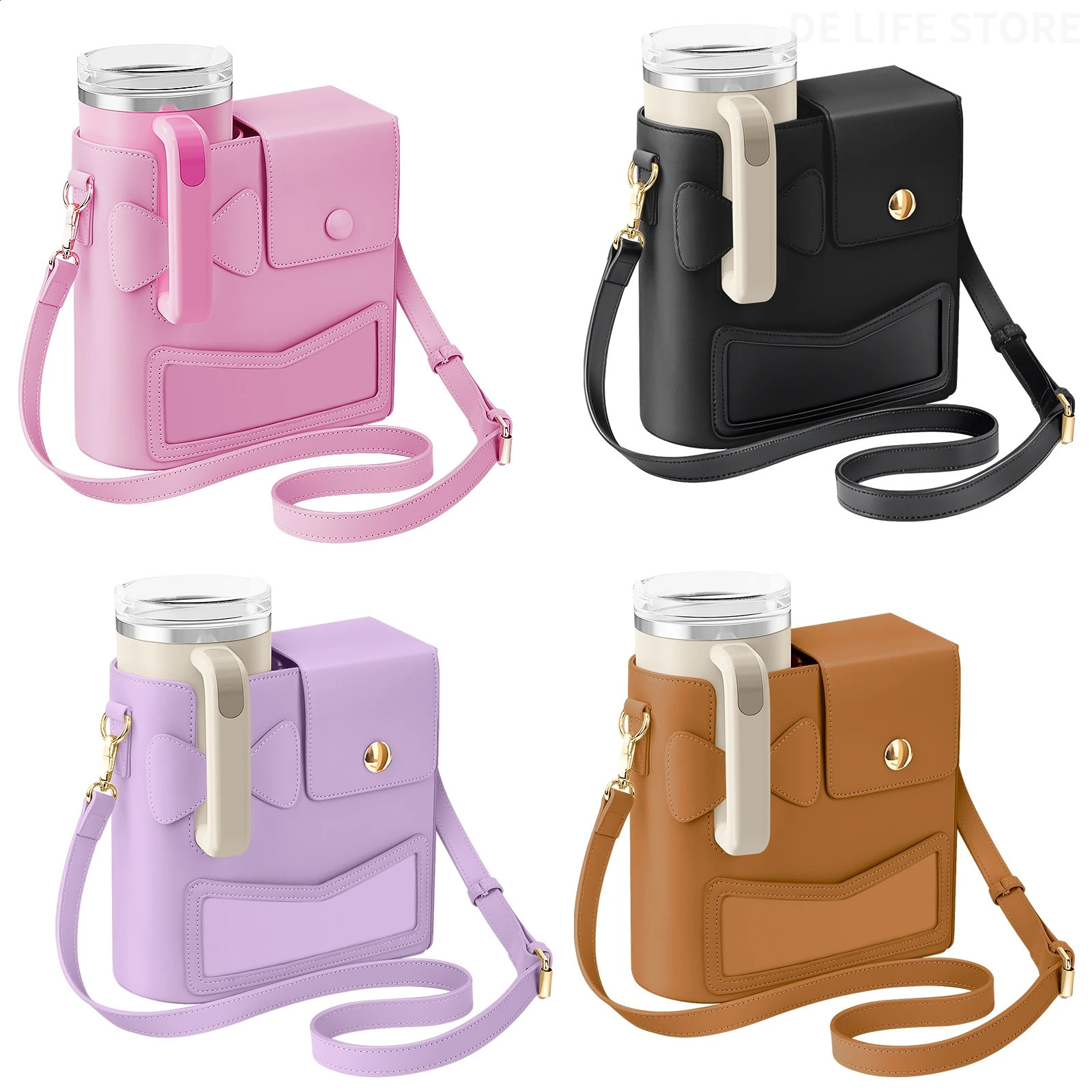 Large Capacity Shoulder Bag With Adjustable Strap Leather Crossbody For Women Outdoor Water Bottle Handbag Stanley 40 oz 250815