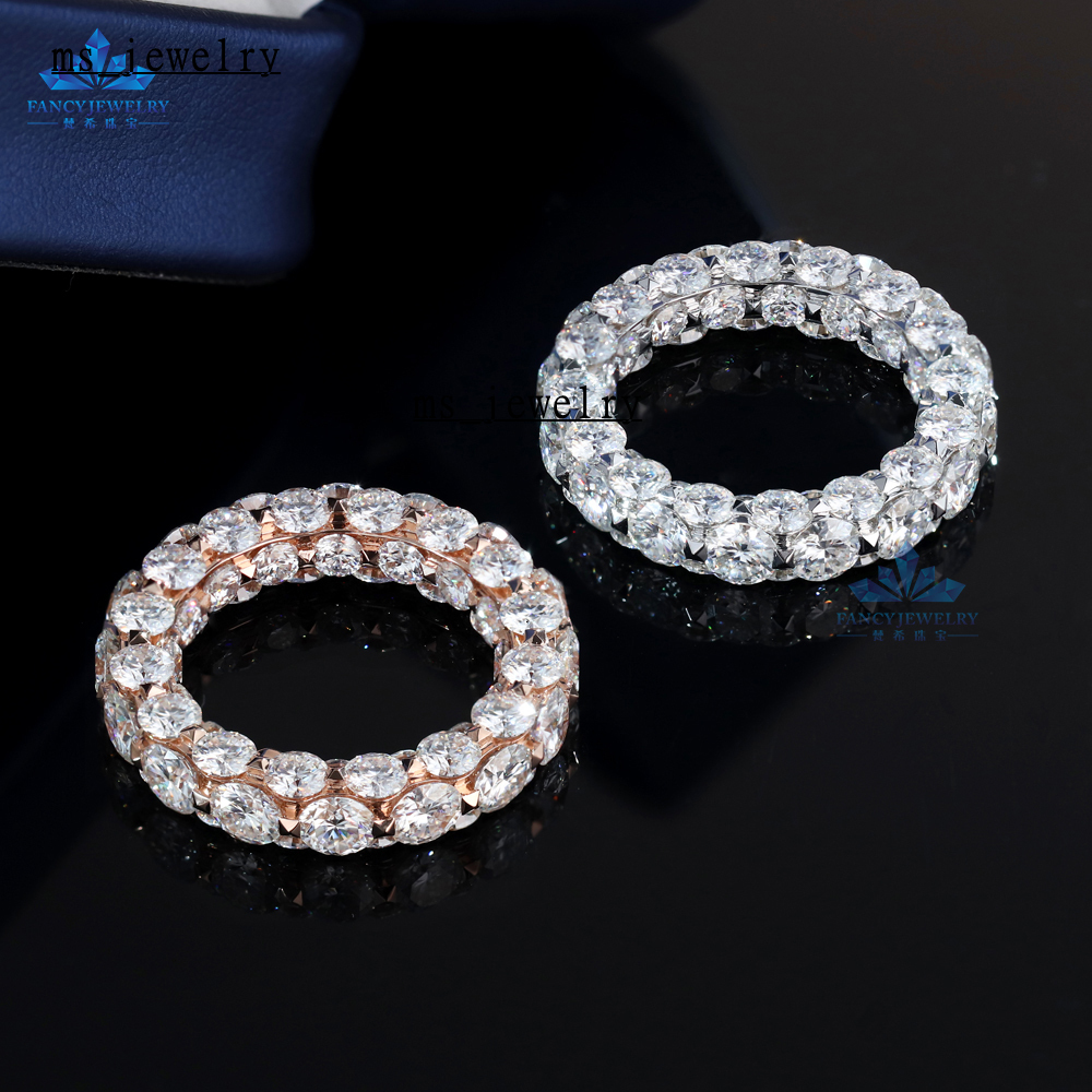 Luxury 10k 14K 18K Rose et or White Mariage Éternité Eternité 4,4 mm Diamond de laboratoire rond pour les femmes et les hommes Def Vvs vs Quality