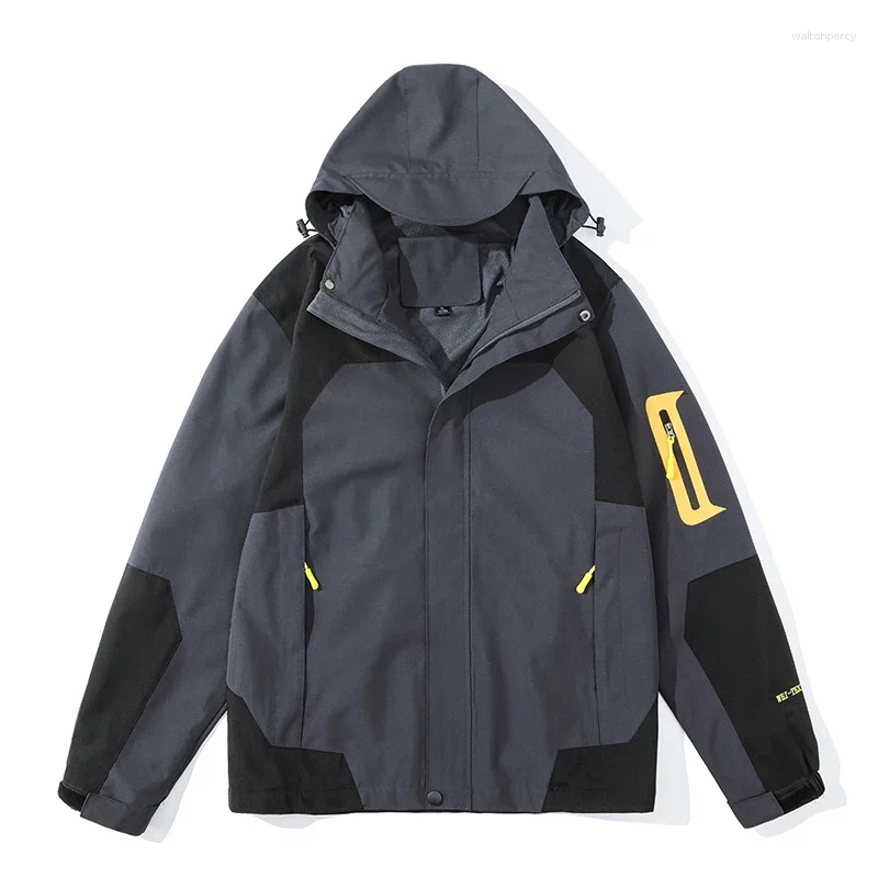 Men's Jackets Autumn Single-layer Tactical Jacket Women's Hooded Hiking Coat Men Color Block Windbreaker Outdoor Mountaineering