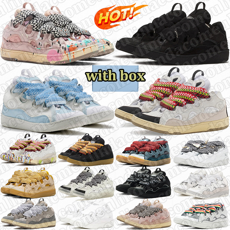 with box curb sneakers men women designer casual shoes luxury platform trainers outdoor durable shoe mens stylish footwear daily outfit black blue