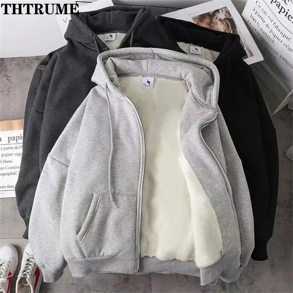 Elegant Women Chic Sweat à capuche Fashion Automne Hiver Fleep à manches longues Couleur solide Hooded Office Office Casual Lady Zipper Sweatshir