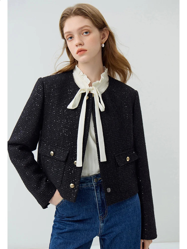 FSLE Tweed Jacket Women Autumn Short Coat Mini Skirts Temperament Twopiece Suit n Sense Graceful Special Female Suits 250801