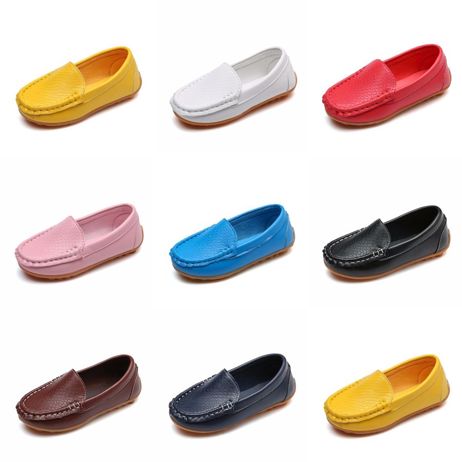 Fashion Toddler Flat Shoes For Youth Children Casual Comfortable PU Leather Slip on Kidszworld Boys Girls Kids Candy Colors Loafers Shoes Sizes 21 -