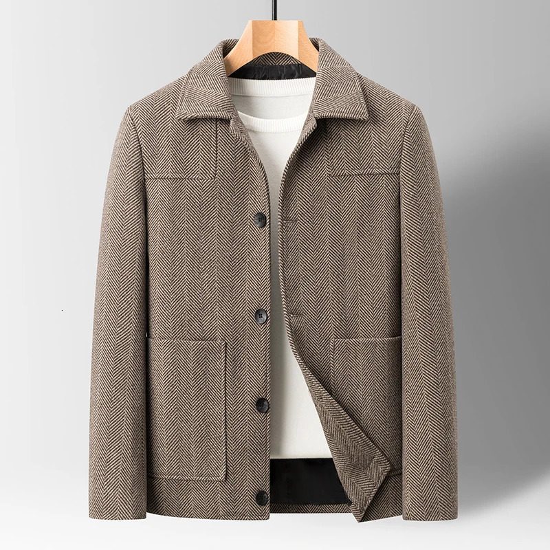 Classic Mens Office Dress Jackets Quality Casual Business Lapel Windbreak Coats Top Autumn Winter Blended Wool Jacket Streetwear 250818