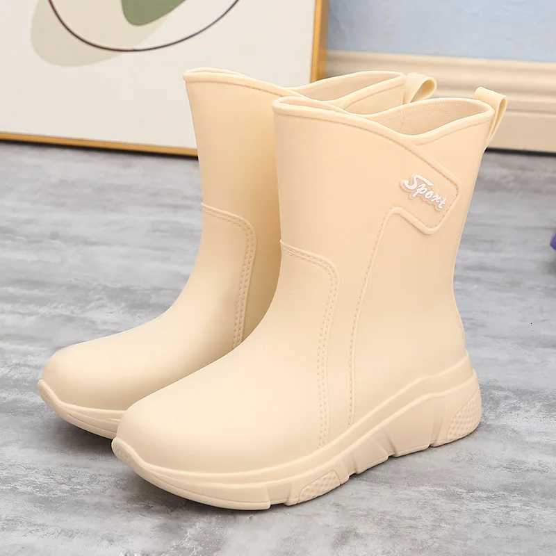 Gacimy Women Waterproof Rain Boots New Mid Top Rain Shoes N Slip Outdoor Indoor Chelsea Water Shoes Lady Slip Platform Boot XJ250818