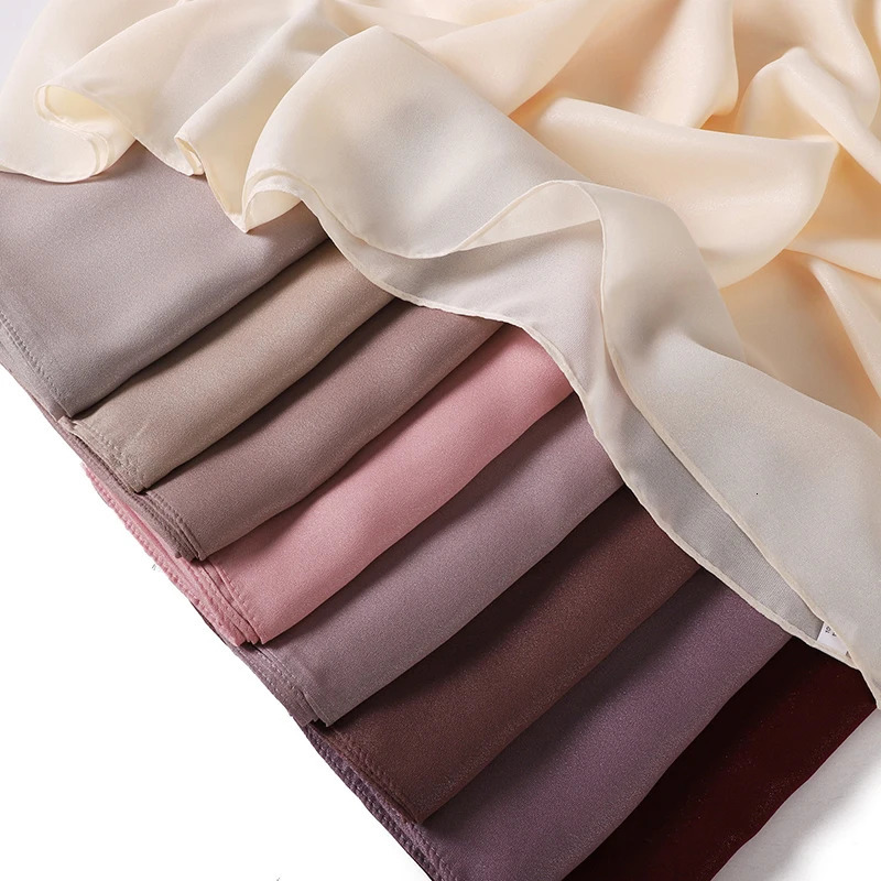 Muslim Chiffon Hijab Scarf for Women Solid Color Square Head Wrap Scarves Jersey Hijabs Islamic Turban Headband Shawl 180*70cm 250812