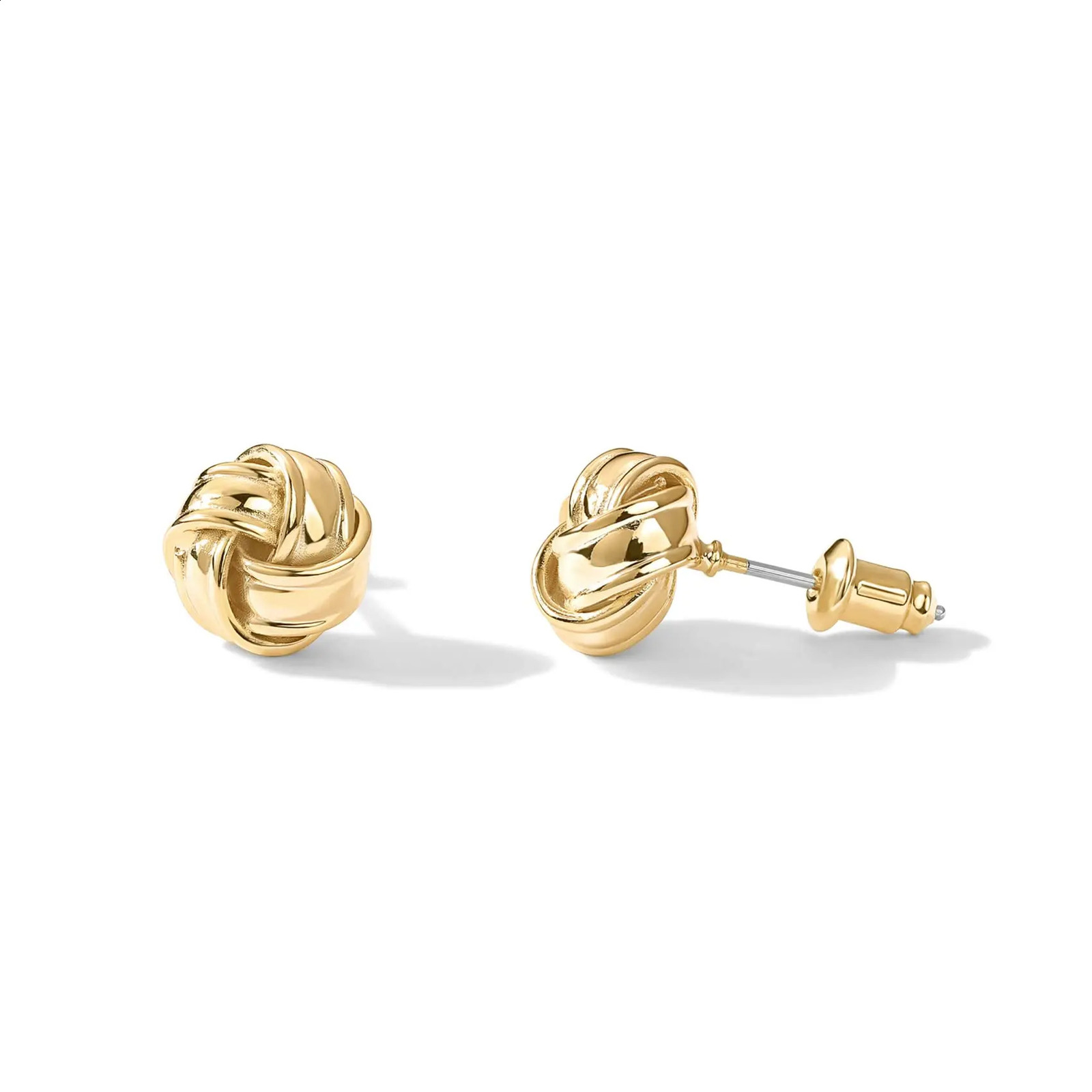 Eavva Women 14K Gold Plated Earrings With Sterling Silver Post Lady Girs Love Knot Stud Fashion Jewelry For Gift 250811