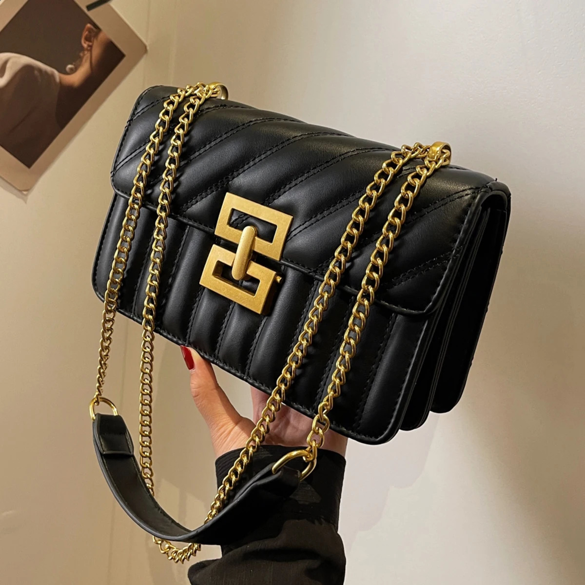 diamond plaid underarm bag fashionable and casual allmatch solid color shoulder daily simple messenger 250815