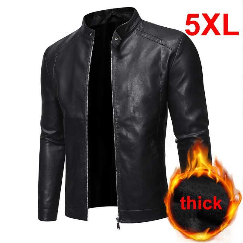 Mens PU Leather Jacket Motorcycle Biker Mens Jackets 2021 Autumn Winter Warm Black Outdoor Outerwear Coats 5XL Plus Size XJ250818
