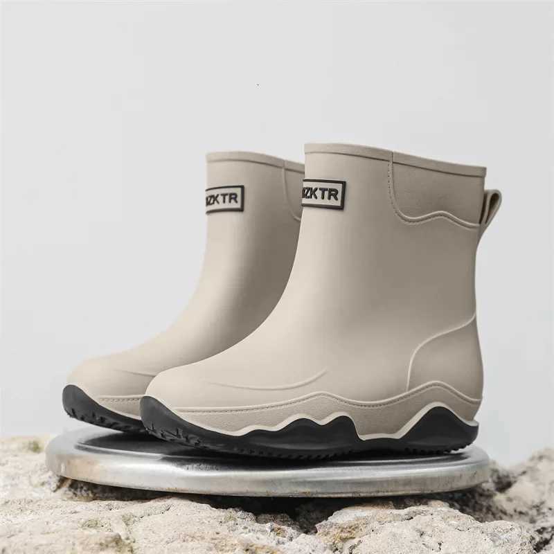2025 Womens Rain Shoes Summer Ankle Boots Casual Women Flat Rain Boots for Work Rain Boots Rubber Waterproof Rain Boots XJ250818