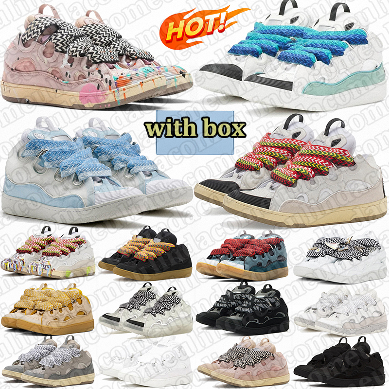 with box curb sneakers men women designer casual shoes luxury platform trainers outdoor durable shoe mens stylish footwear daily outfit black grey
