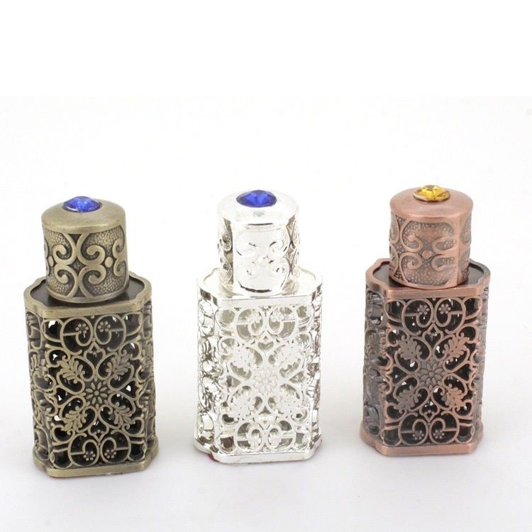 3 ml bouteille de parfum en alliage arabe Récipient de bouteille d'huile essentielle à attar arabe avec décoration artisanale
