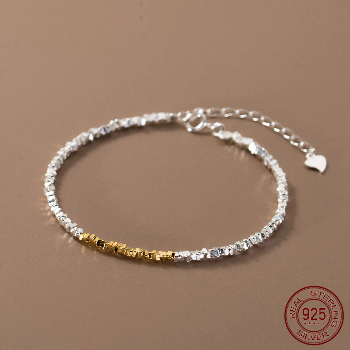 La Monada 154,5 cm Bracelets de perles irrégulières simples pour les femmes argent 925 or Sterling 925 Silver Womens Bracelet 250813