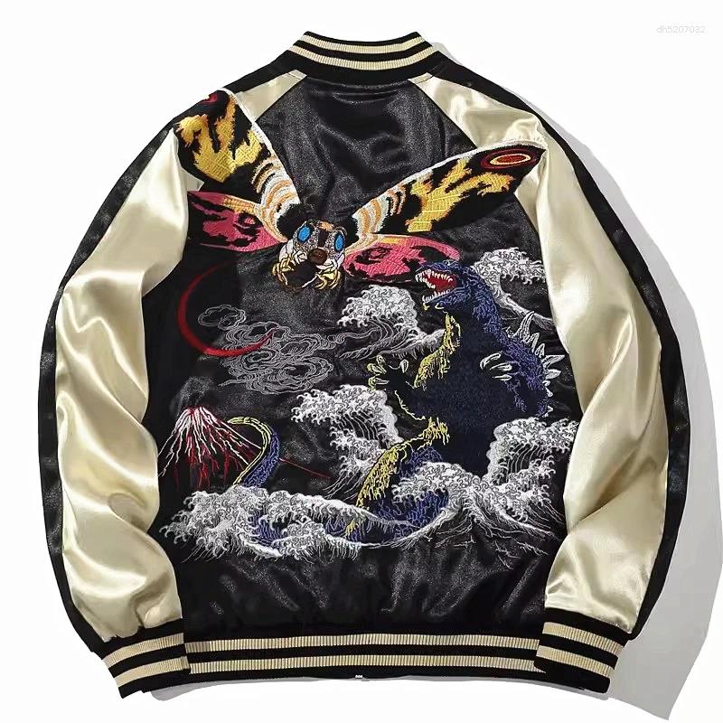 Men's Jackets Vintage Plus Size Men Boys Loose Embroidered Japanese Sukajan Souvenir Jacket Hip Hop Oversized Coats Streetwear Bomber