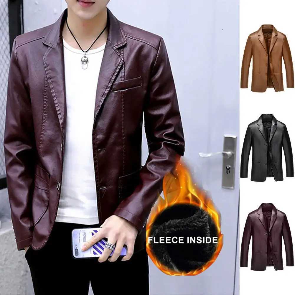 Mens Leather Jacket Suit Coats Fashion New Spring Autumn Business Casual Classic PU Leather Turn-down Collar Slim Blazers Jacket XJ250818