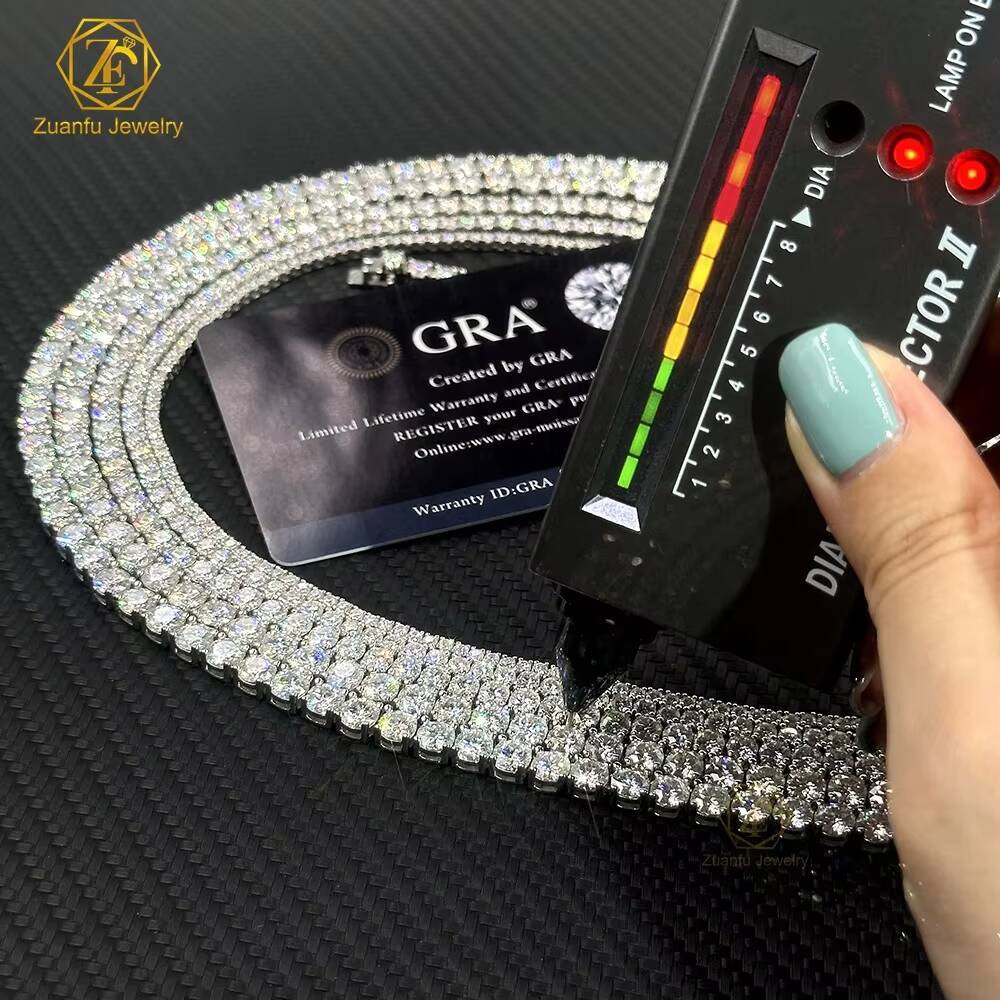 Fine Jewelry Hip Hop White Gold 925 Sterling Silver VVS Moissanite Diamond Cluster Tennis Bracelet Men Necklace