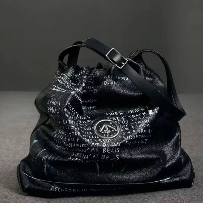 GROTTO Fashion 2025 New High-End Basque Alphabet Garbage Wrinkled Retro Personality Single-Shoulder Crossbody Bag