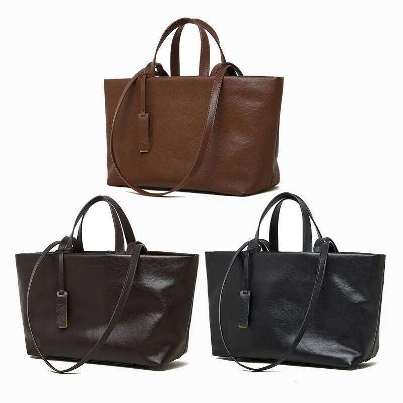 Women Cow Leather Retro Shoulder Bags Lady Casual Real Natural Cowhide Bag Female High Capacity Design Luxury Commuting Handbag 250818