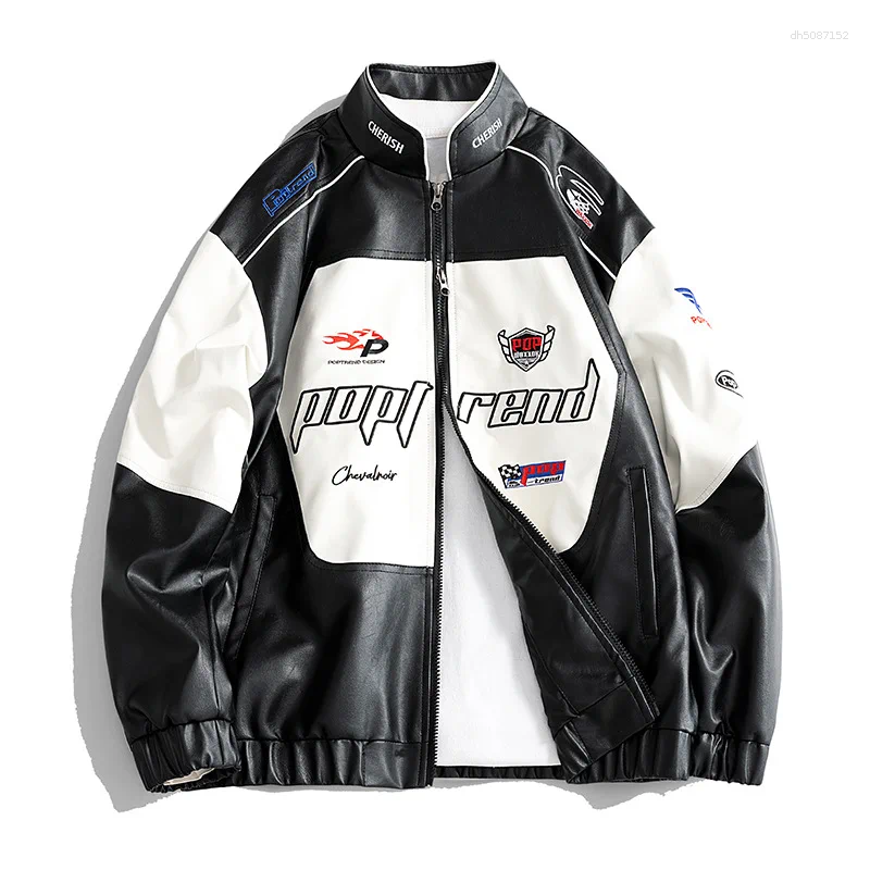 Veste en cuir vestes masculine brodé Pu Caot pour hommes femmes vêtements de baseball couples de moto vêtements de vol de moto