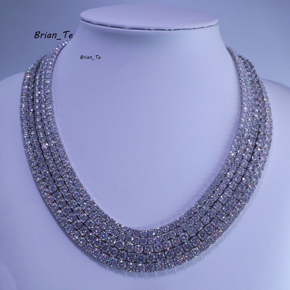 En stock de tennis chaîne de haute qualité 925 argent sterling 3 mm 4 mm 5 mm Hip Hop Iced Out VVS Moisanite Tennis Chain