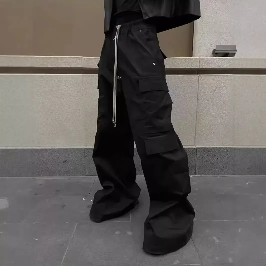 2024 Style American Style Casual Pants Blackcargo Pants Multi-pocket Loose Fit Wide Leg For Men Spring Summer250819