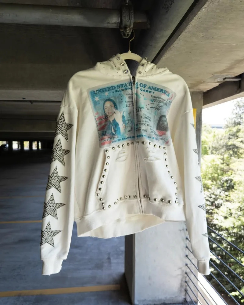 American Retro Hip-hop High Street Hoodie Men Y2k Casual Fashion Goth Printed Oversized Zipper Sweatshirt Women 250818