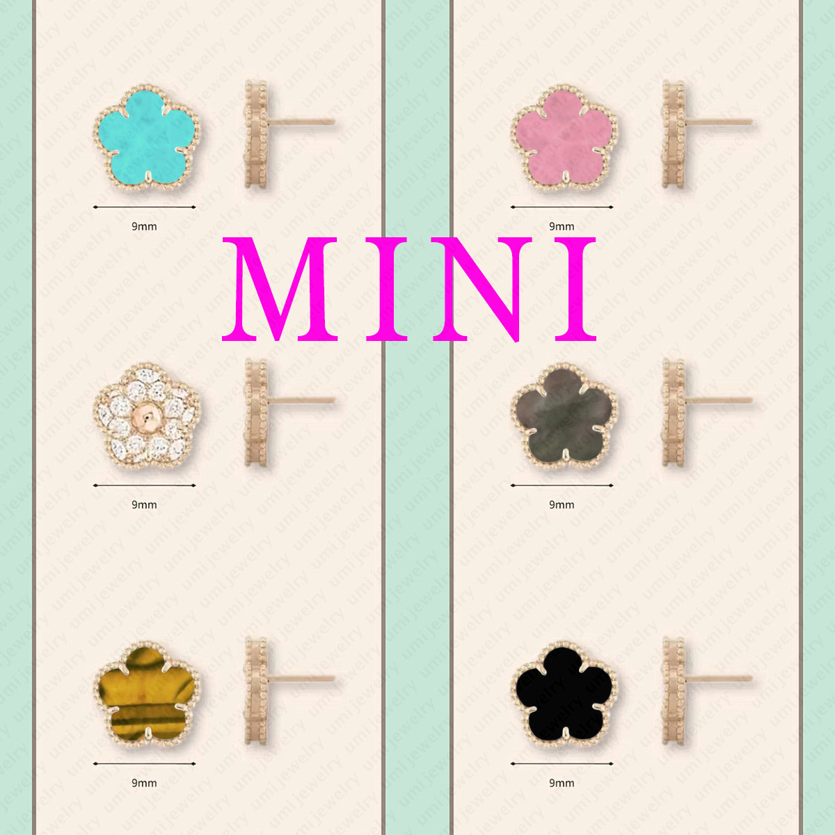 mini clover earrings designer jewlery luxury earrings Vintage brand 9mm small flower clover charm earrings Rose Gold stud earrings for woman Part