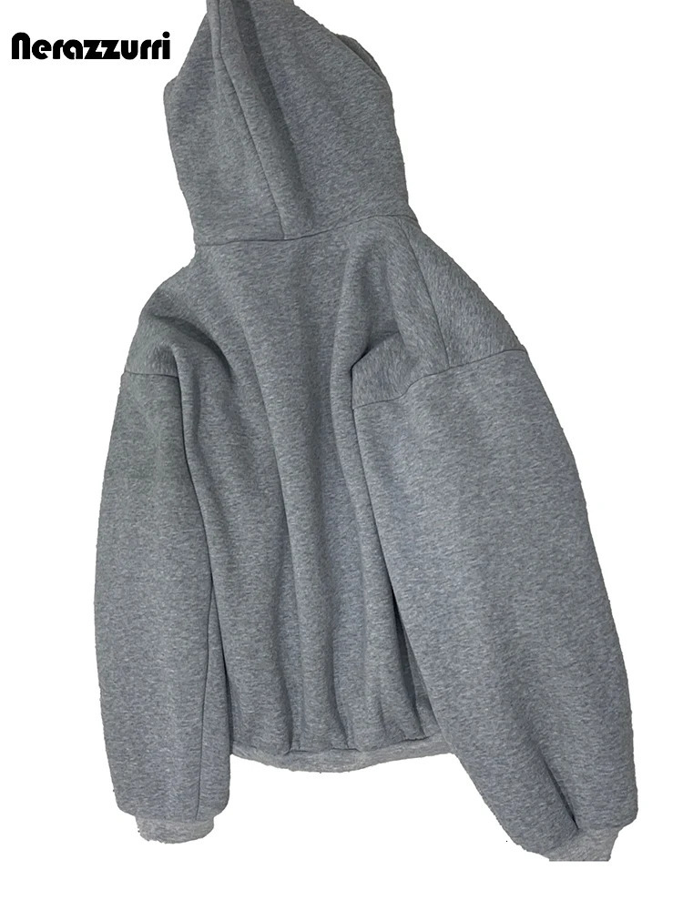 Nerazzurri Winter Oversized Thickened Warm Soft Reversible Hoodies Men with Faux Mink Fur Inside Loose Casual Sweatshirt 250818
