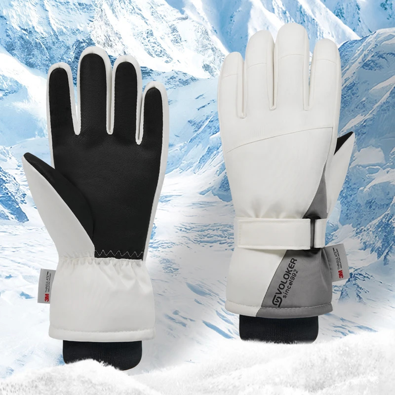 Gants de ski en plein air pour hommes et femmes conservation de la chaleur rembourrée gants d'hiver froids gants d'écran tactile multi-occasion 2
