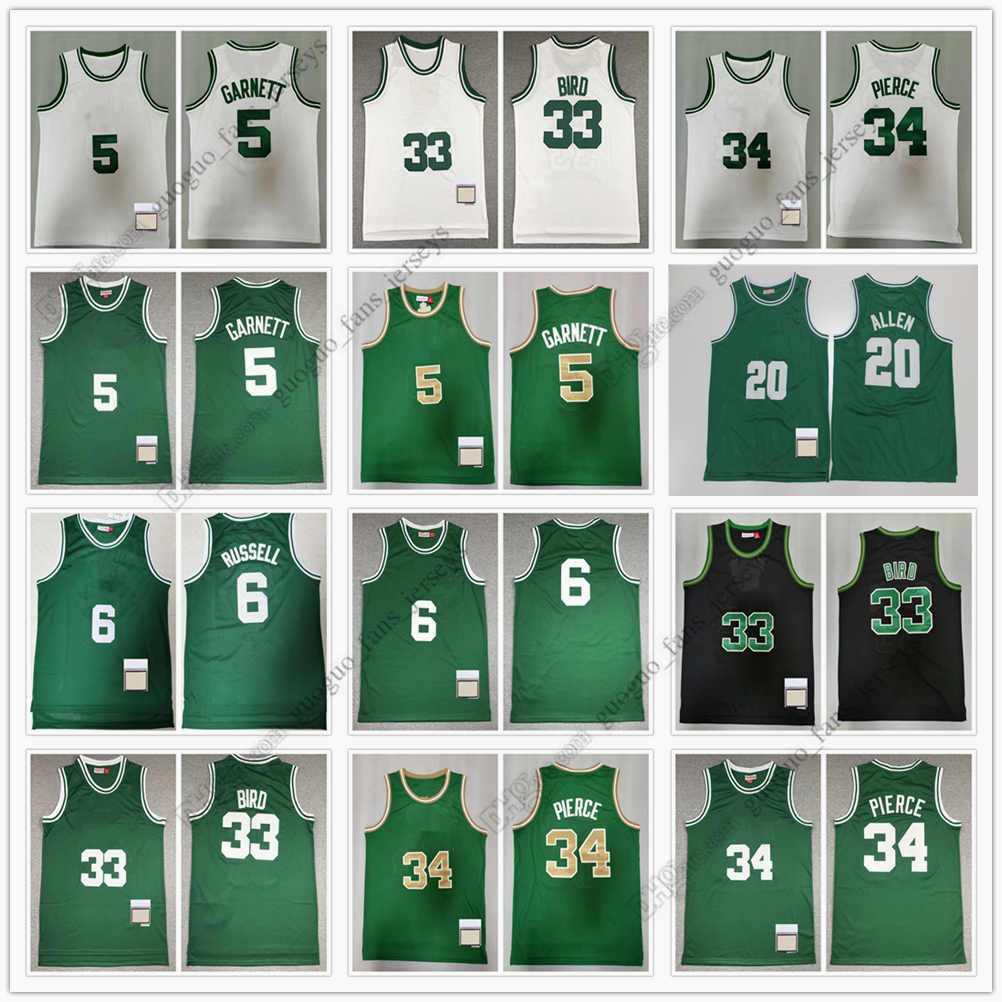 Classic Retro 1985-86 Basketball 33 Larry Bird Jersey 2007-08 Throwback Kevin Garnett Paul Pierce Ray Allen Rajon Rondo Jerseys 1962-63 Russell Brea