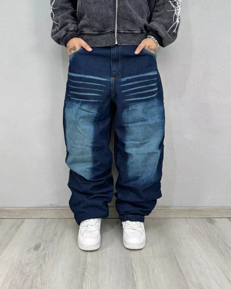Europe and the United States fashion wash men jeans High street color fashion punk hip hop Goth loose wide leg jeans 250818