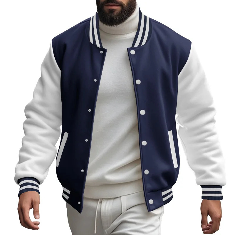 Crossborder mens autumn and winter flight jacket baseball velvet loose casual standup jacket men 250827