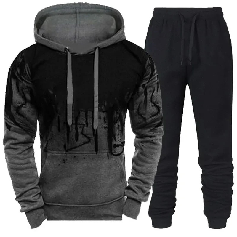 Automne Hiver Tending Tracksuit Men Camouflage Sweat à capuche Pant 2 pièces Sports Sports 3D Ink Jogging Signit 250818